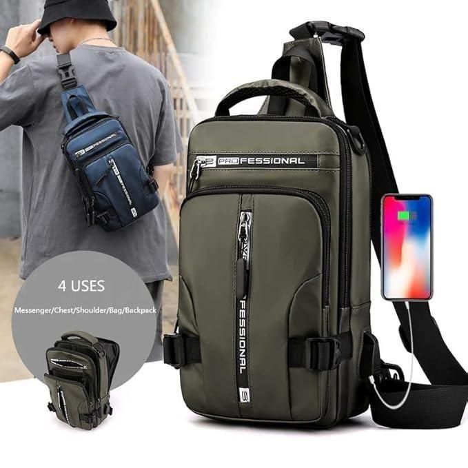 Sling Bag with USB Charging Port - for Men and Women