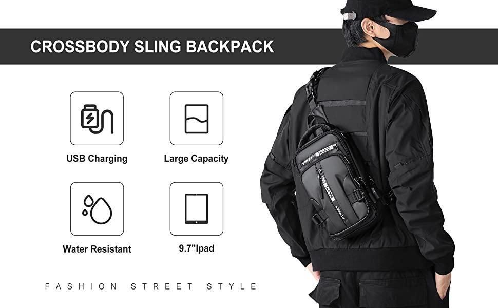 Sling Bag with USB Charging Port - for Men and Women