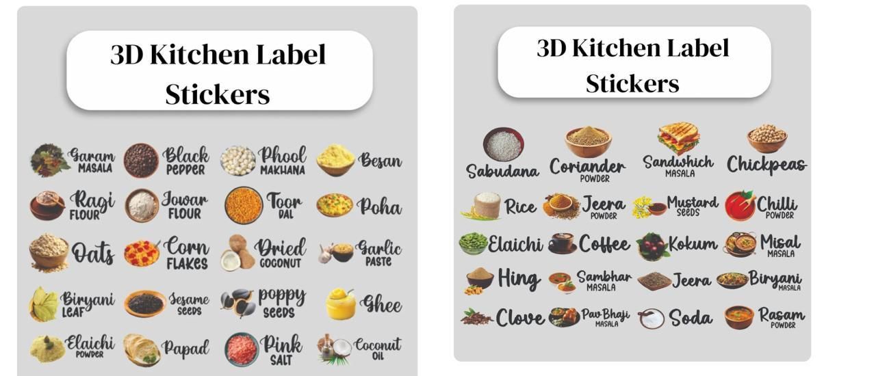 3D Waterproof Kitchen Spice Jar Stickers